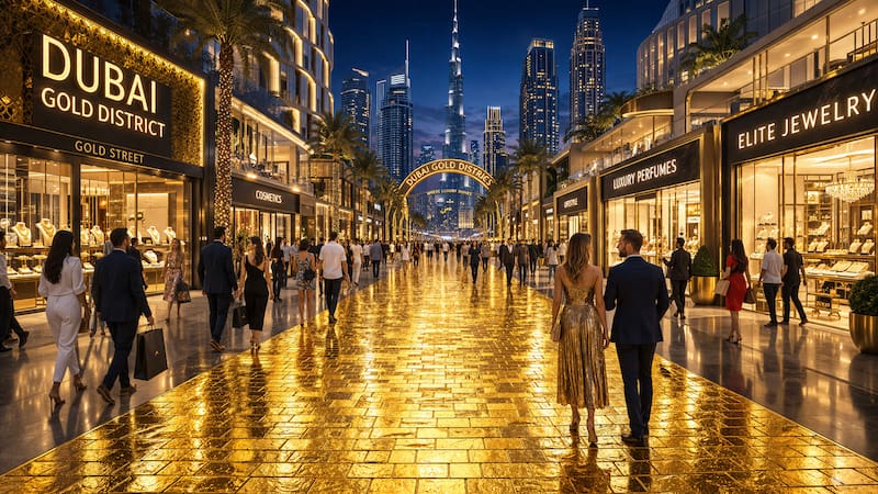El nuevo Dubai Gold District sumará más de 1000 tiendas especializadas y una calle construida con elementos de oro.