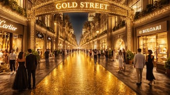 Construyen una calle pavimentada con oro en el distrito más lujoso del país: contará con más de 1000 tiendas