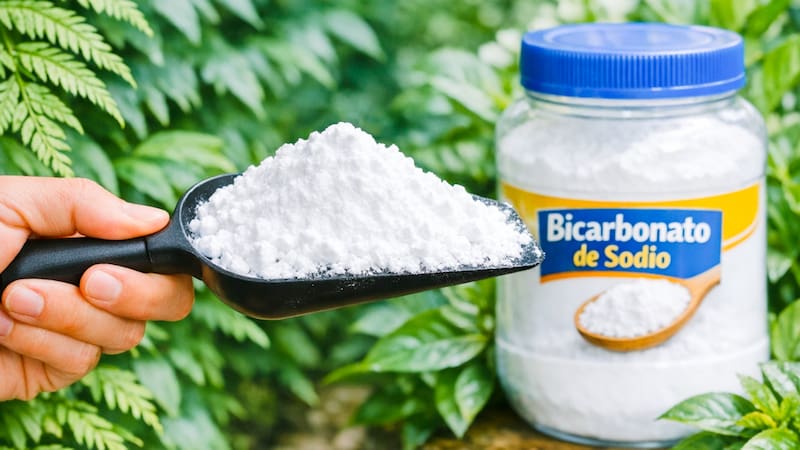Echar bicarbonato en las macetas y el jardín.