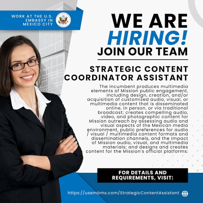 El anuncio de empleo que difundió la Embajada de Estados Unidos a través de sus canales oficiales de comunicación. (Foto: Archivo)