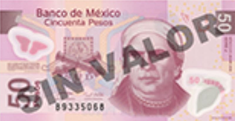 El billete de 50 pesos de la familia F que se encuentra en proceso de retiro. (Foto: Banxico)