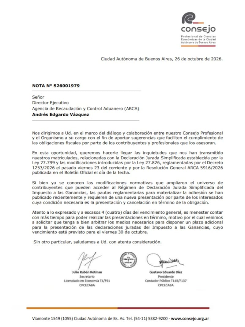 El Consejo de CABA solicitó una nueva prórroga para la presentación de la DD.JJ. de Ganancias