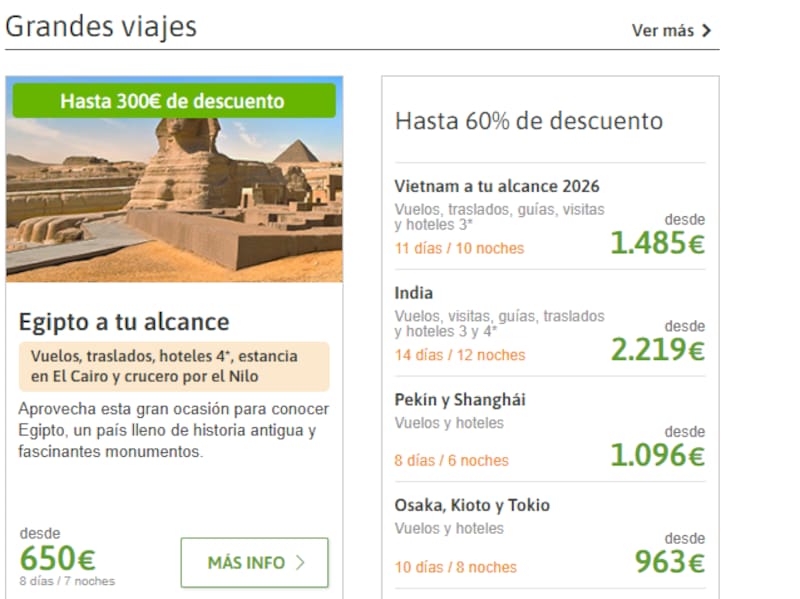 El Corte Inglés ofrece descuentos para conocer las pirámides egipcias: el paquete incluye vuelo, hotel y traslado.