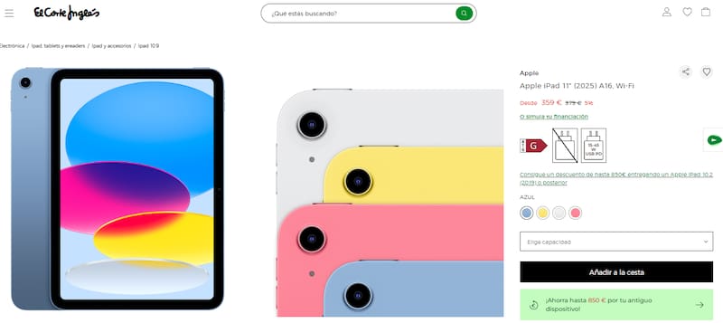 El Corte Inglés ofrece el IPad en descuento: el dispositivo de Apple se consigue por menos de 400 euros.