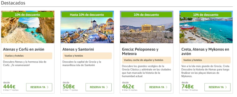 El Corte Inglés ofrece viajes a Grecia en descuento: el paquete incluye 10 días en Creta, Atenas y Mykonos.