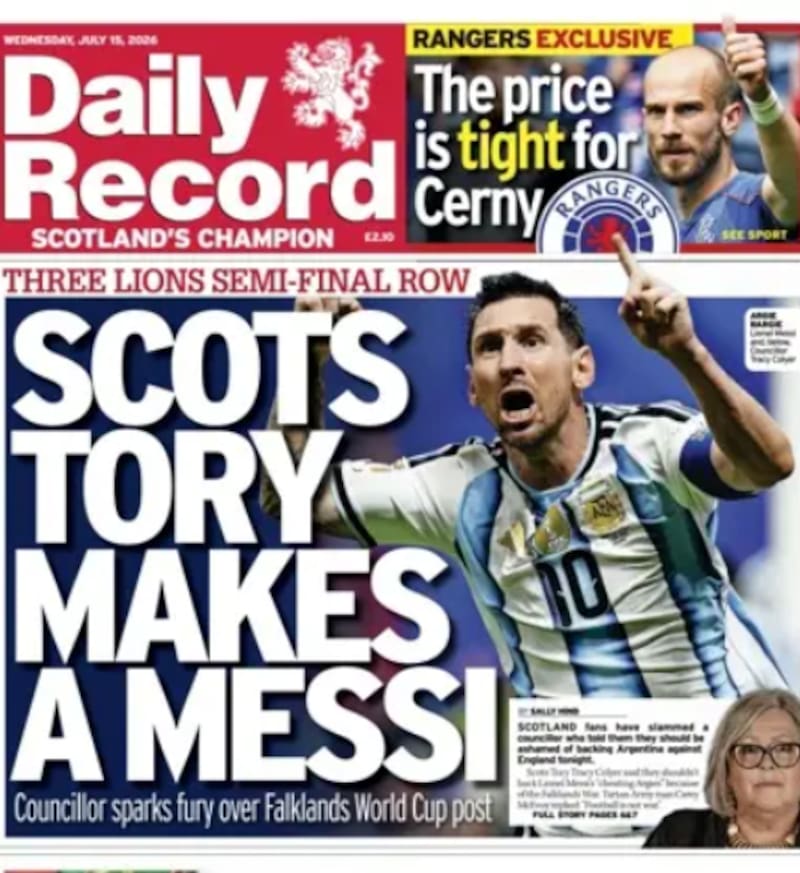 El Daily Record ya había apelado a un juego de palabras con el apellido de Messi en la previa del partido.
