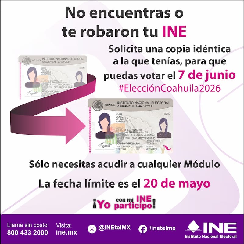 Conoce las fechas límites para solicitar la reimpresión de la credencial de elector.