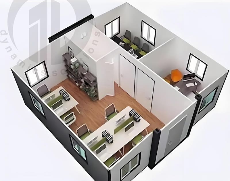 El interior de la casa prefabricada de Amazon.