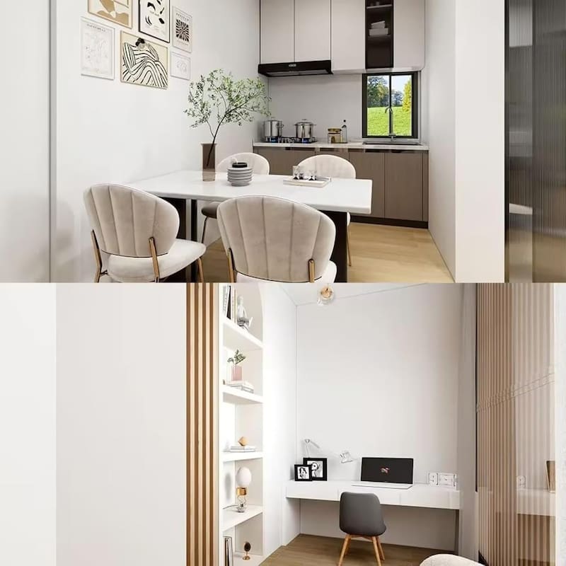 El interior de la casa prefabricada ofrecida en Amazon.