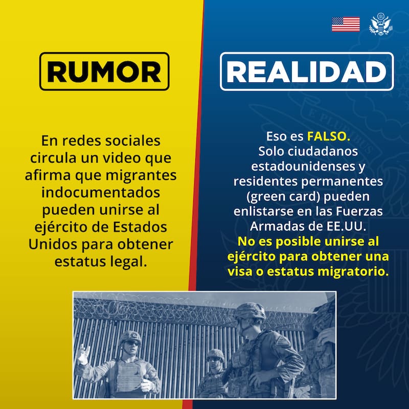 El mensaje que difundió la Embajada de Estados Unidos para todos los inmigrantes. (Foto: Archivo)