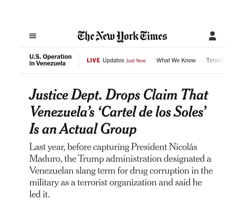 El New York Times afirma que "El Cartel de Los Soles" no es un grupo real.
