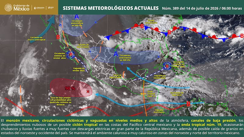 El patrón de inestabilidad continuará el 16 de julio.