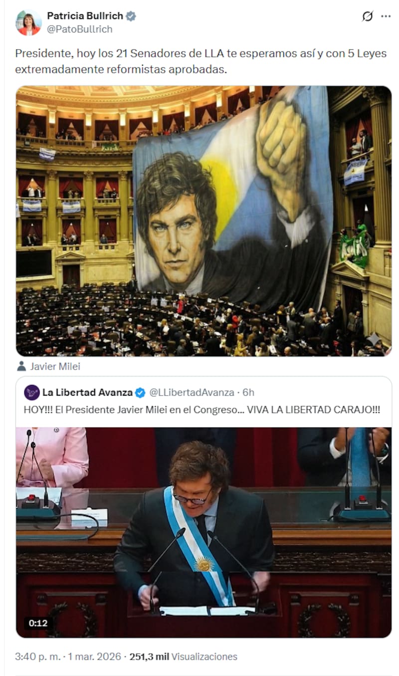 Bullrich le anticipó a Milei cómo lo esperarán en el Congreso los 21 senadores de La Libertad Avanza