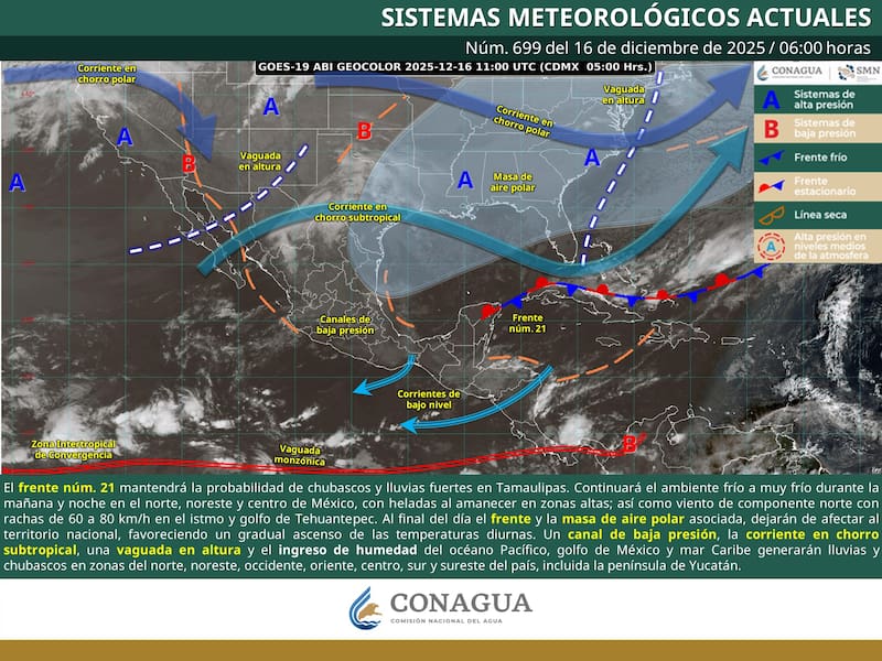 El pronóstico del tiempo en México para el martes 16 de diciembre. (Foto: Archivo)