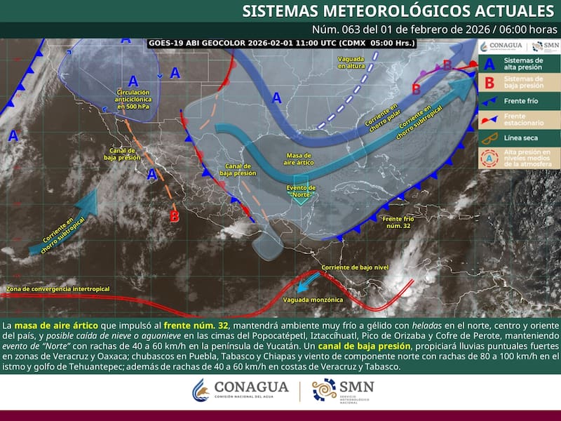 El pronóstico del tiempo para el domingo 1 de febrero en la República Mexicana. (Foto: Archivo)