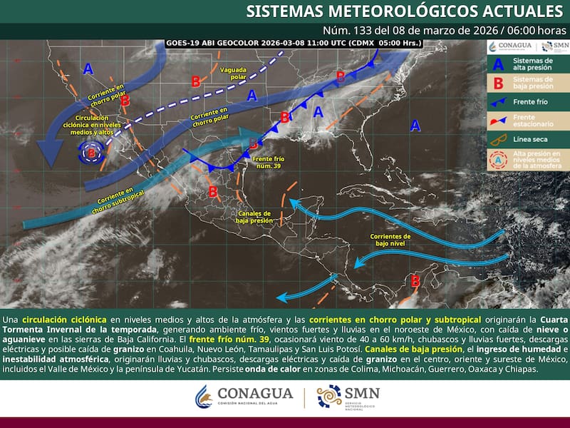 El pronóstico del tiempo para el domingo 8 de marzo en la República Mexicana. (Foto: Archivo)