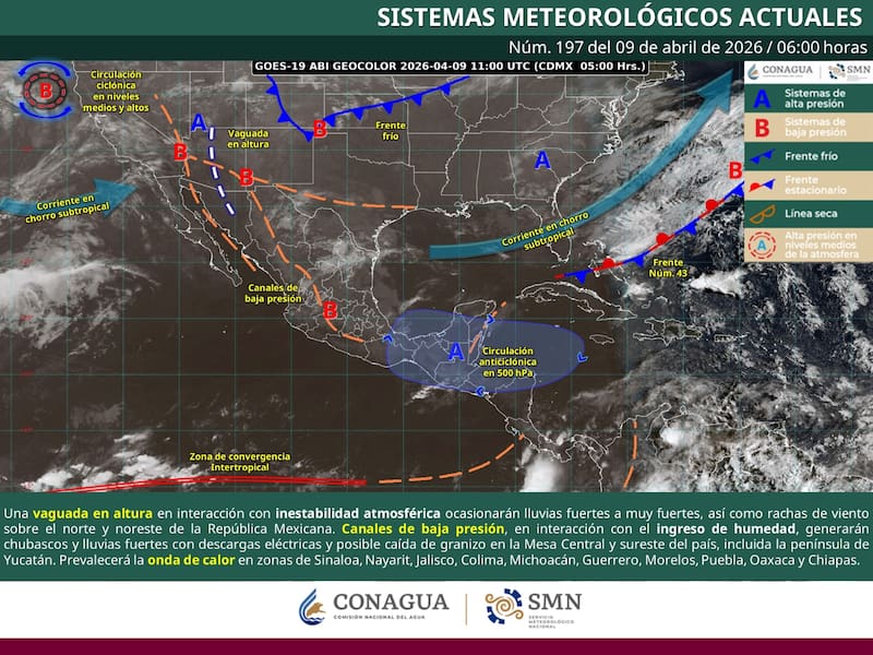 El pronóstico del tiempo para el jueves 9 de abril en la República Mexicana. (Foto: Archivo)