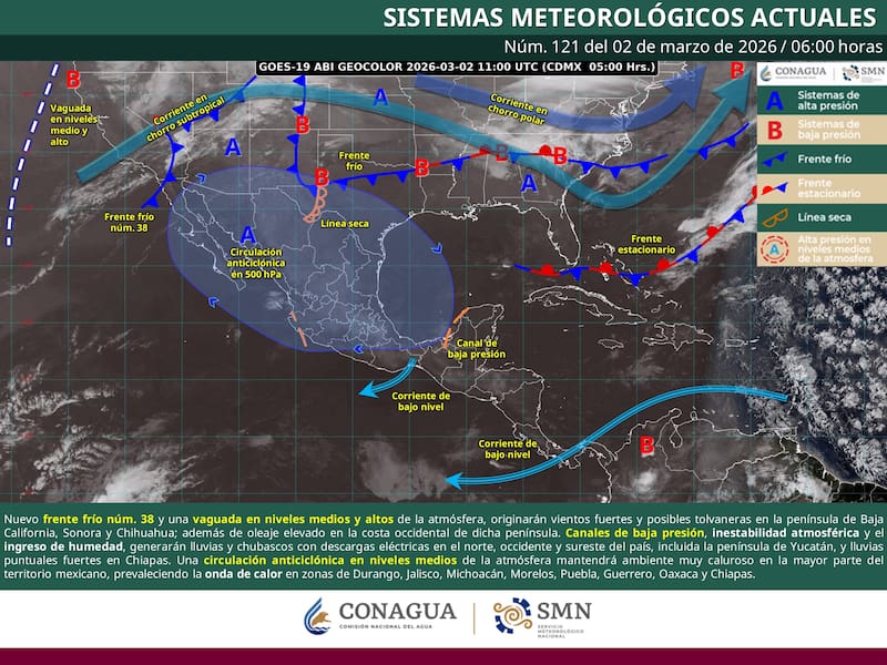 El pronóstico del tiempo para el lunes 2 de marzo en toda la República Mexicana. (Foto: Archivo)