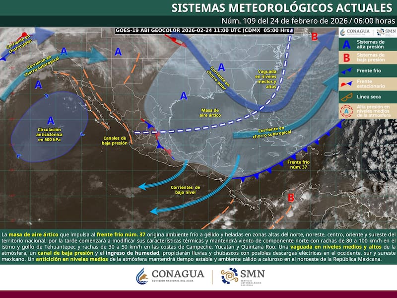 El pronóstico del tiempo para el martes 24 de febrero en la República Mexicana. (Foto: Archivo)