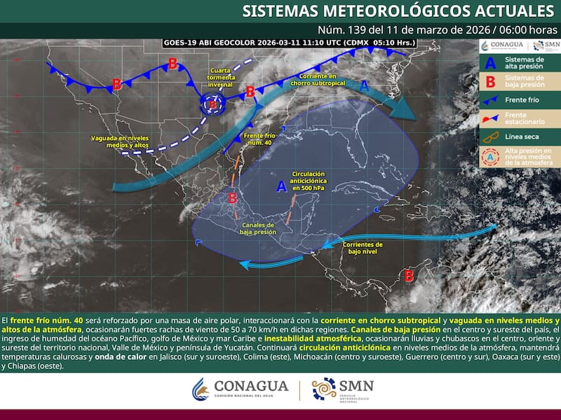 El pronóstico del tiempo para el miércoles 11 de marzo en la República Mexicana. (Foto: Archivo)