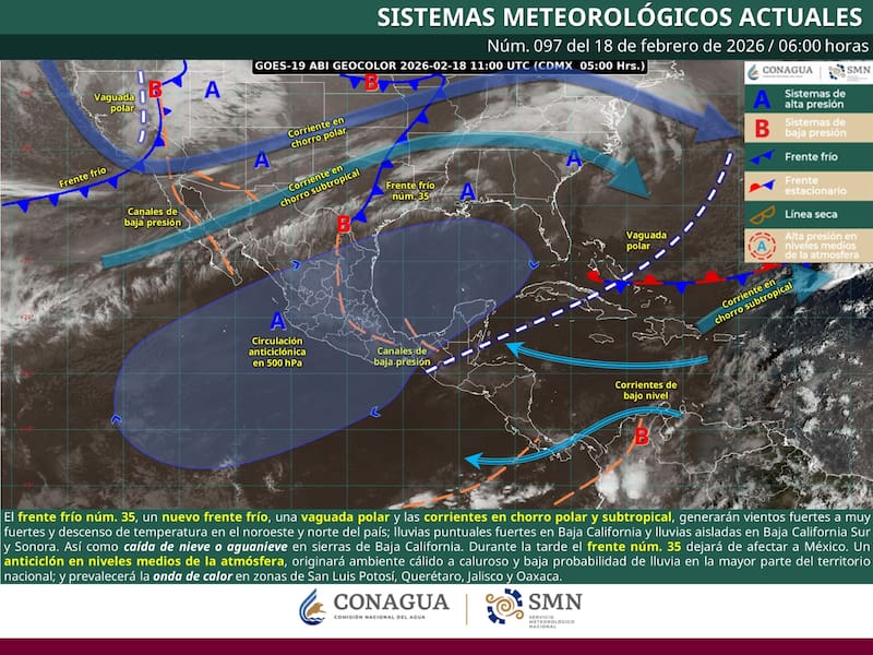 El pronóstico del tiempo para el miércoles 18 de febrero. (Foto: Archivo).