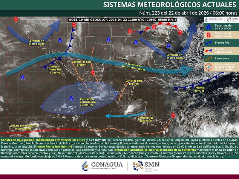 El pronóstico del tiempo para el miércoles 22 de abril en la República Mexicana. (Foto: Archivo)