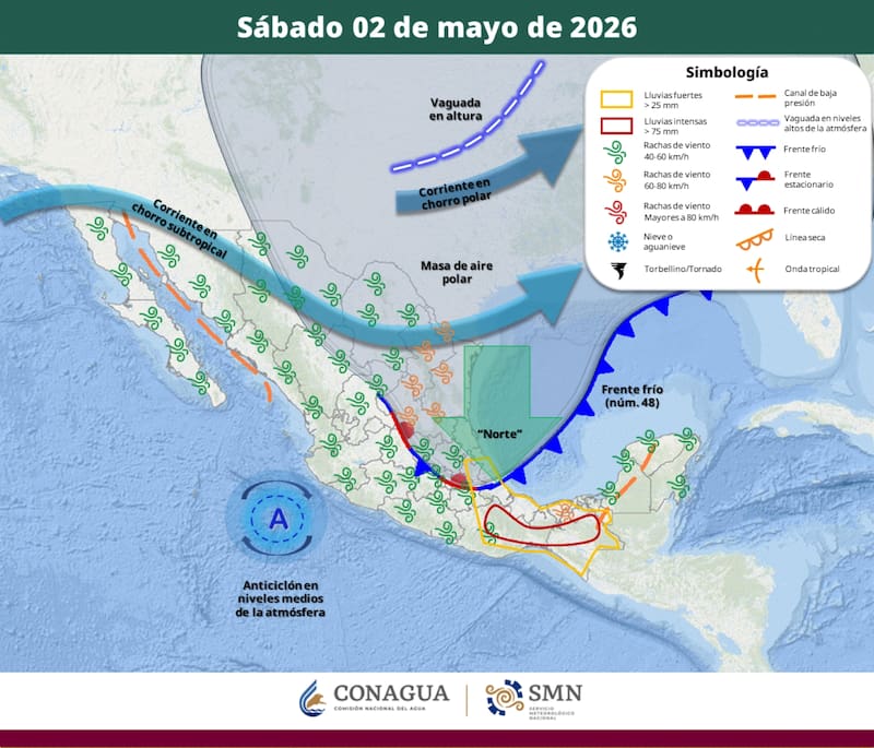 El pronóstico del tiempo para el sábado 2 de mayo en la República Mexicana. (Foto: Archivo)