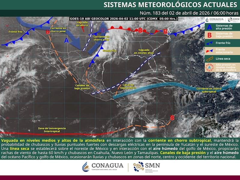 El pronóstico del tiempo para este jueves 2 de abril en la República Mexicana. (Foto: Archivo)