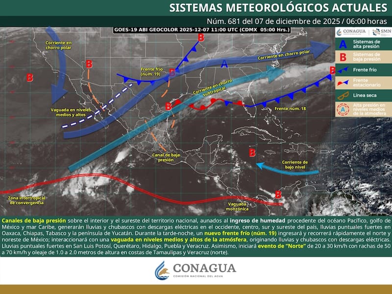 El pronóstico del tiempo para México durante el domingo 7 de diciembre. (Foto: Archivo).