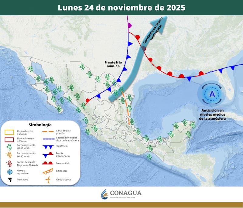 El pronóstico del tiempo para México durante el lunes 24 de noviembre. (Foto: Archivo)