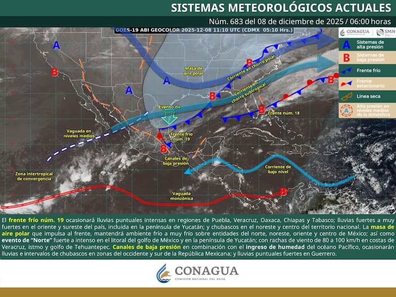 El pronóstico del tiempo para México durante el lunes 8 de diciembre. (Foto: Archivo).