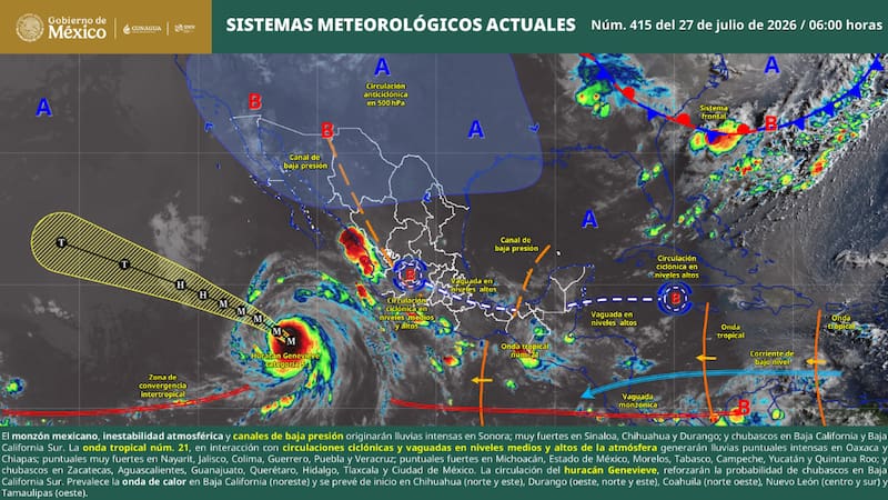 El pronóstico prevé precipitaciones de consideración en varios estados para el inicio de la semana, con riesgo de inundaciones, deslaves y aumento en el nivel de ríos.