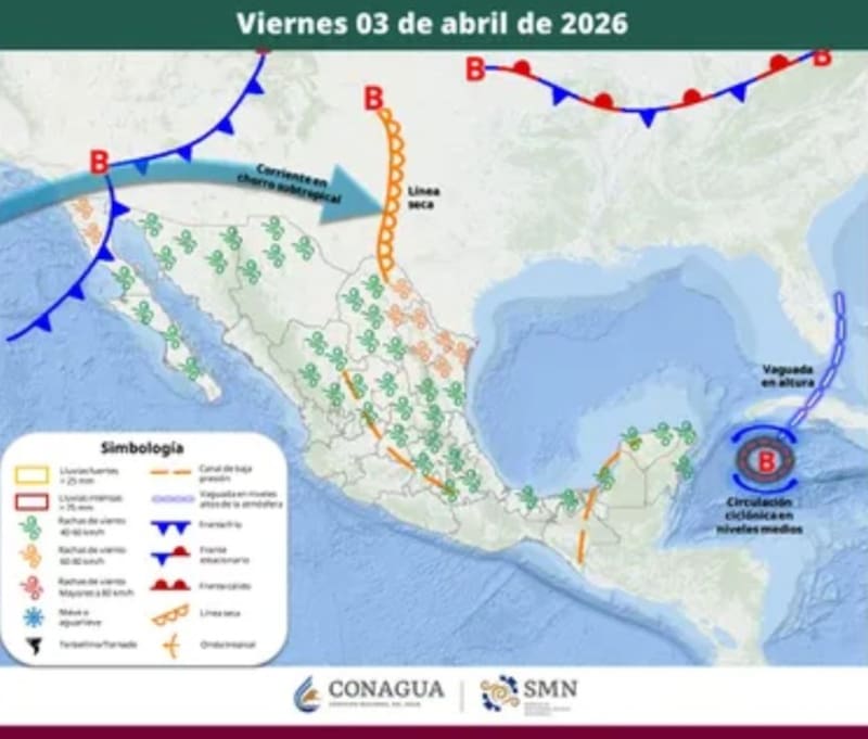 El pronóstico que difundió el Servicio Meteorológico Nacional para el viernes 3 de abril. (Foto: Archivo)