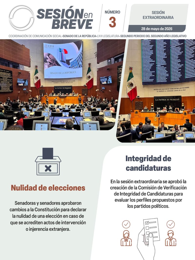 El Senado avaló una reforma constitucional sobre nulidad de elecciones por intervención extranjera.