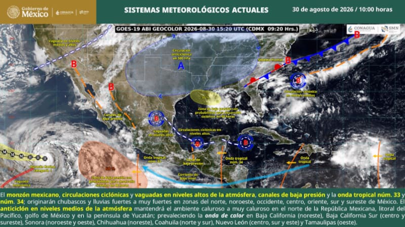 El Servicio Meteorológico Nacional alertó por un escenario de lluvias fuertes a muy fuertes, posibles granizadas y vientos intensos para este lunes 31 de agosto y durante la semana.