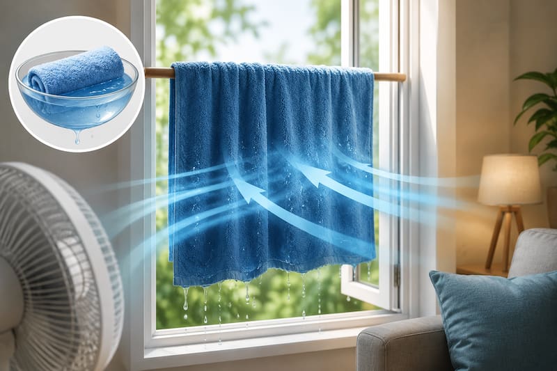 El truco de la toalla húmeda para refrescar el ambiente sin utilizar aire acondicionado.