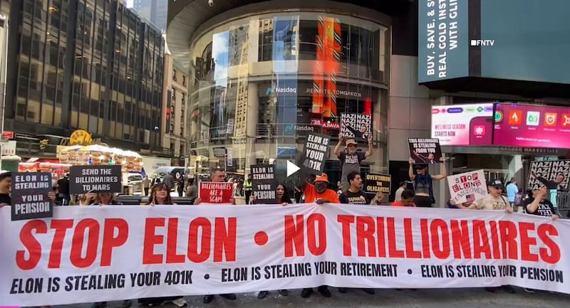 Protestas en Nueva York en el marco de la salida a bolsa de SpaceX