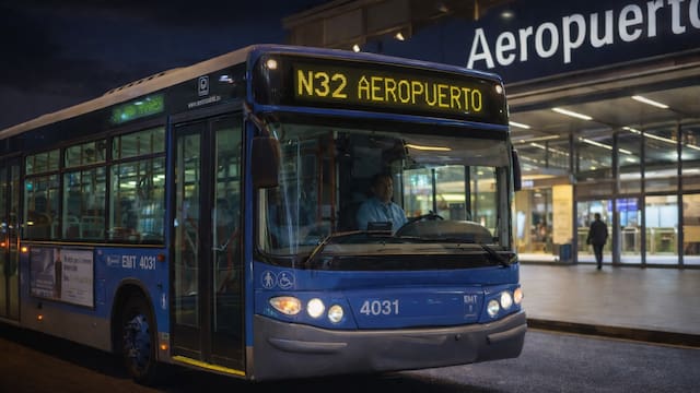 Es oficial | Así funciona el nuevo “búho” N32 de EMT Madrid: conexión nocturna directa al aeropuerto, tarifas y nuevos horarios