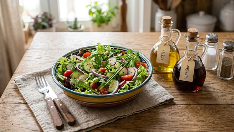 Cómo condimentar una ensalada.