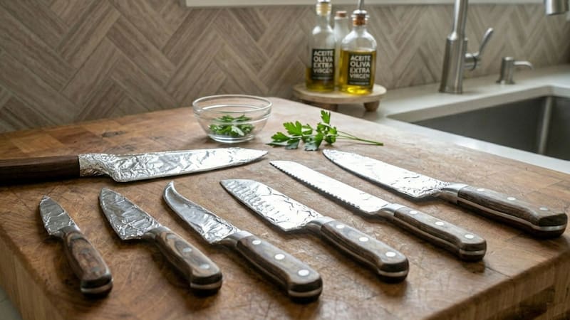 Envolver las cuchillas de la cocina en papel aluminio, para qué sirve y por qué miles de personas lo hacen
Fuente: IA