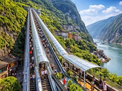 Construyen la escalera mecánica más grande del mundo: costó 23 millones de dólares, lleva 21 minutos subirla y es el orgullo del país