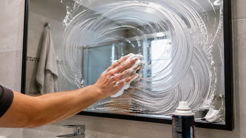 Por qué recomiendan limpiar el espejo del baño con espuma de afeitar y para qué sirve.