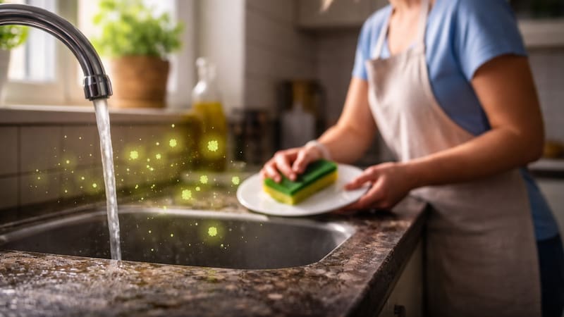 Aunque parece un elemento inofensivo, la esponja de cocina puede acumular millones de bacterias y convertirse en un foco de contaminación en el hogar.