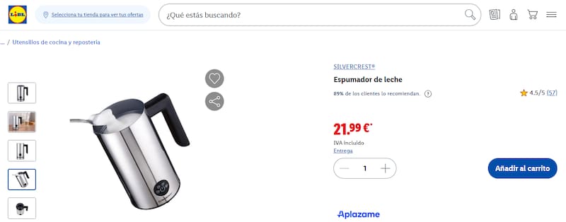 El espumador de leche más vendido de Lidl: cuenta con 4 programas distintos para obtener la textura deseada.