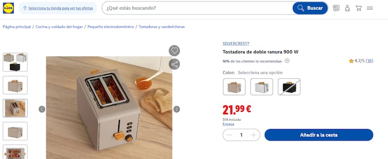 Esta novedosa tostadora tiene 6 niveles de tostado y control electrónico: se consigue en Lidl por menos de 30 euros.