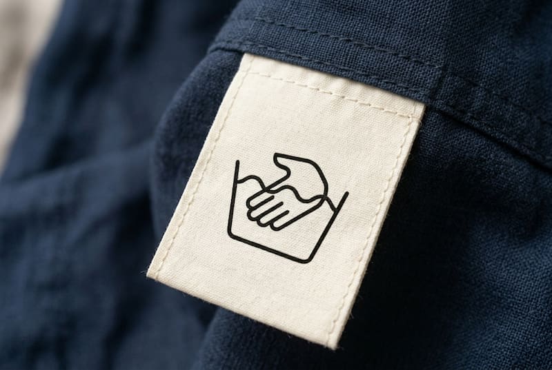 Símbolo que indica lavado a mano en las etiquetas de ropa.