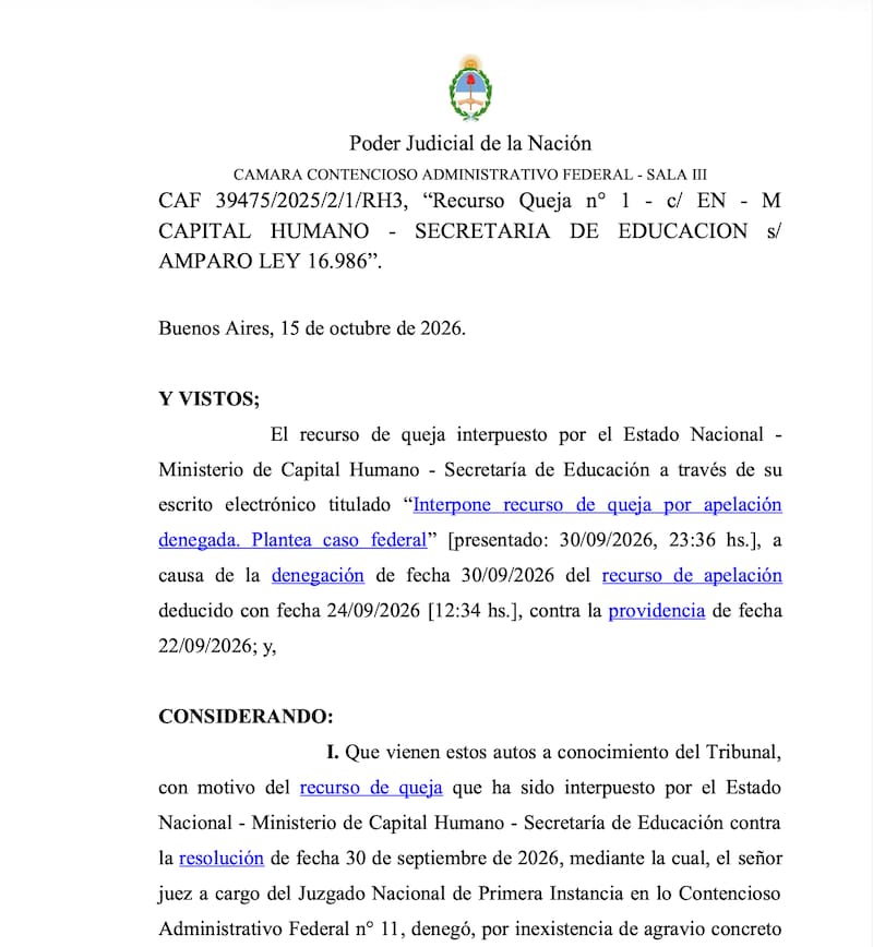 Fallo Cámara Financiamiento Universitario - recurso de Queja Capital Humano