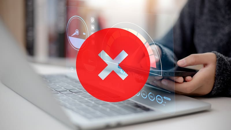 Fast internet connection concept, Hand holding smartphone and Virtual screen of Internet speed measurement, Internet and technology concept,