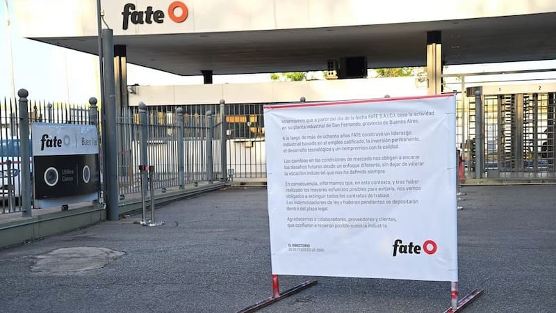 FATE cerró su planta de Virreyes y 920 trabajadores quedan sin empleo.