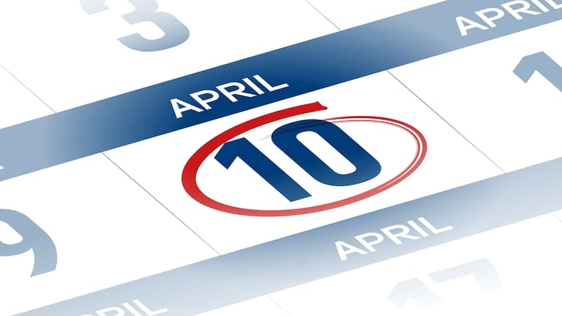 10 April 2025 year calendar day illustration